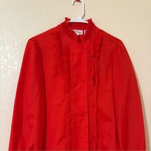 Vintage Red Blouse Is A Lady Manhattan Brand Garment Co. Made In USA Size 10